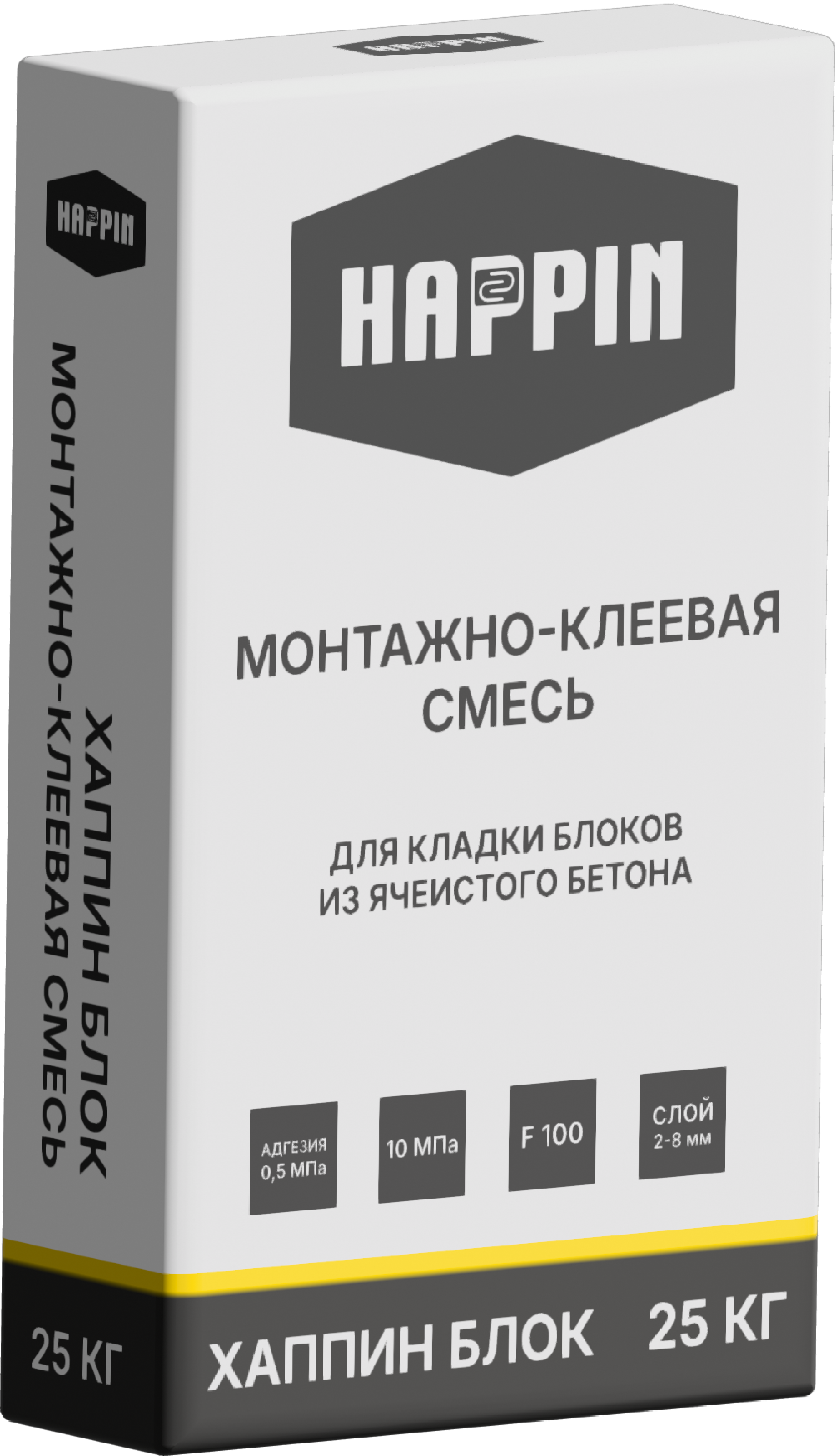 Монтажно-клеевая смесь Хаппин Блок серый, 25 кг