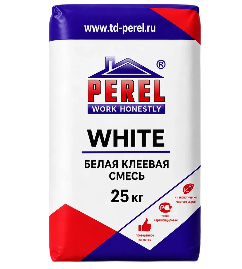Клеевая смесь Perel White, 25 кг