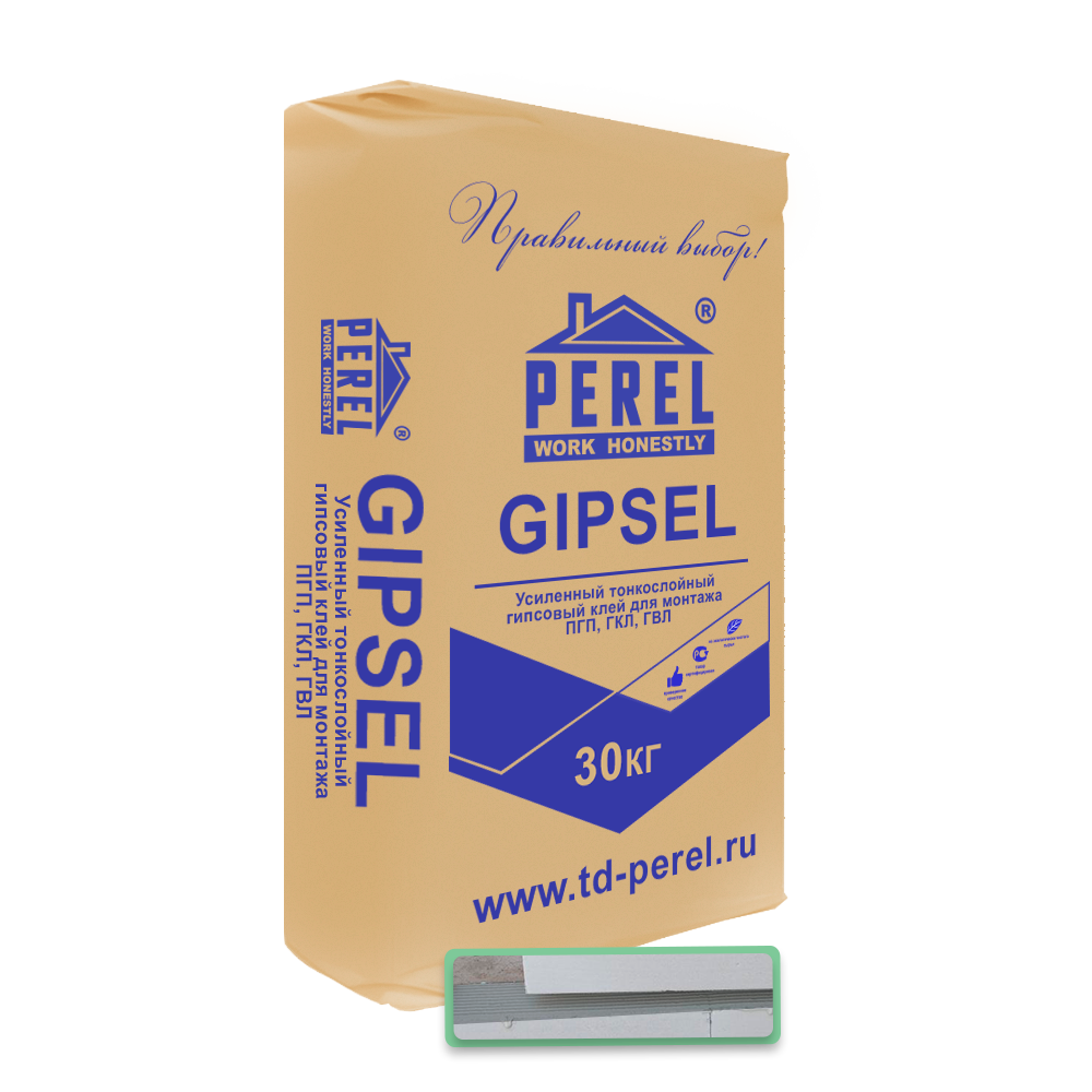Гипсовый клей Perel Gipsel 0330 для монтажа ПГП, ГКЛ, ГВЛ